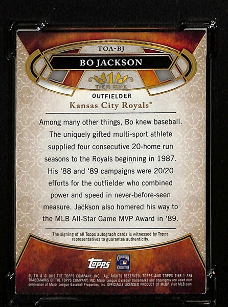 2015 Topps Tier One Bo Jackson Autographed Card #2/25 Graded SGC 8.5
