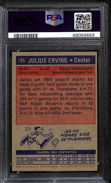 1972 Topps Julius Dr. J. Erving #195 Rookie Card Graded PSA 6