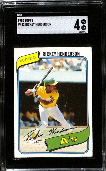 Lot of (2) 1980 Topps Rickey Henderson #482 Rookie Cards (Graded SGC 7 and SGC 4)