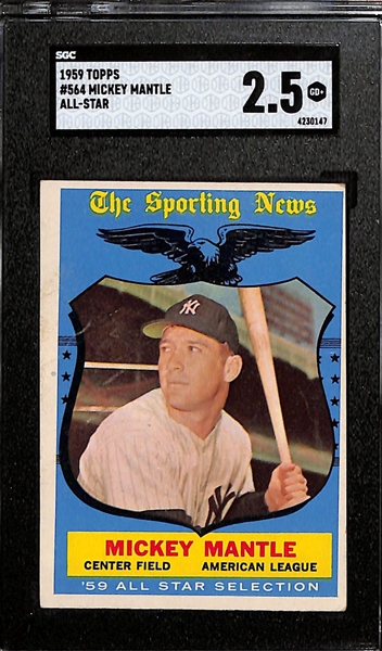 1959 Topps Mickey Mantle #564 Sporting News All-Star Graded SGC 2.5