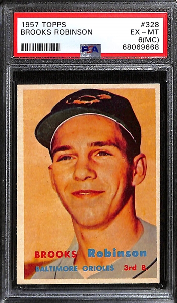 1957 Brooks Robinson #328 Rookie Card Graded PSA 6(MC)
