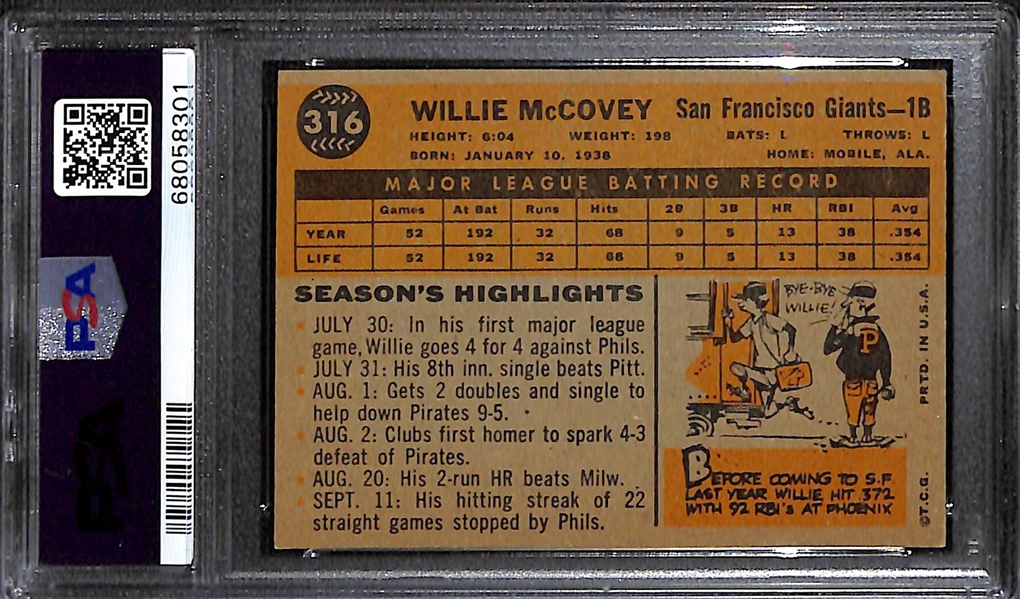 1960 Topps Willie McCovey #316 All-Star Rookie Graded PSA 6