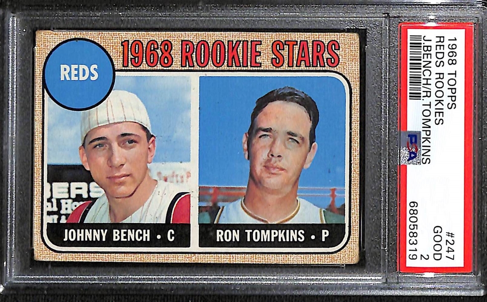 1968 Topps Reds Rookies #247 - Johnny Bench Rookie Graded PSA 2
