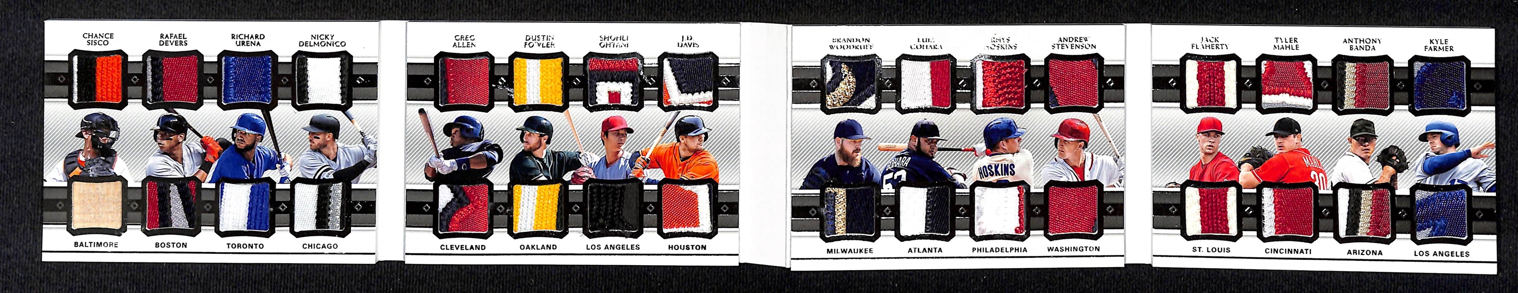 2018 National Treasures Baseball 16 Player Dual Game Used Materials Card w. Ohtani, Devers, Davis and Many More!