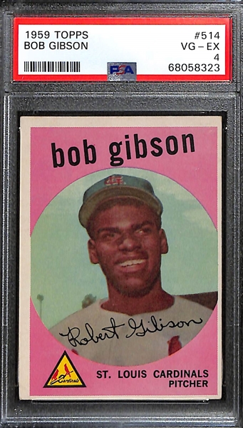 1959 Topps Bob Gibson #514 Rookie Card Graded PSA 4