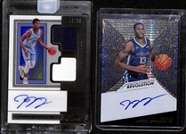 Lot of (2) Jaren Jackson Jr. Autographed Cards Including 2019-20 One and One #d /99