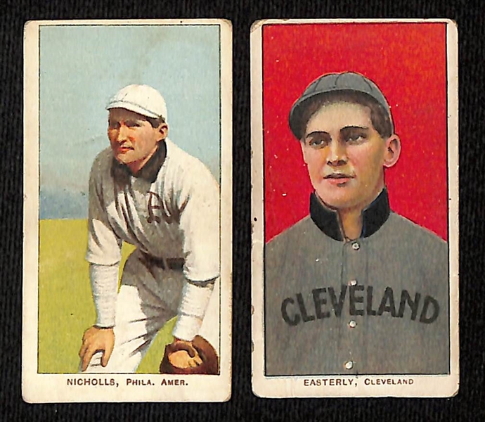 (6) 1909-11 T206 Piedmont Cards - Nicholls (A's), Easterly (Cleve.), Karger (Cinc.), Thielman (Louisville), Hallman (KC), Lafitte (Macon)