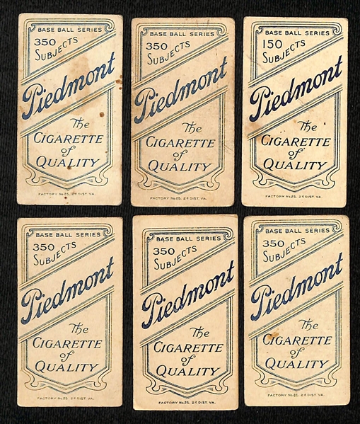 (6) 1909-11 T206 Piedmont Cards - Nicholls (A's), Easterly (Cleve.), Karger (Cinc.), Thielman (Louisville), Hallman (KC), Lafitte (Macon)