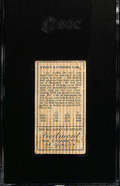 1911 T205 Gold Border Ty Cobb Piedmont Cigarettes Card Graded SGC 1
