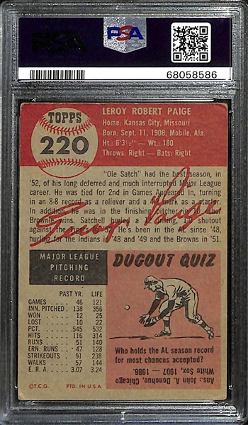 1953 Topps Satchell Paige #220 Graded PSA 2