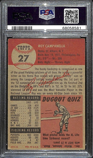1953 Topps Roy Campanella #27 Graded PSA 4