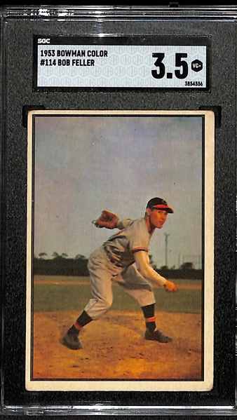 1953 Bowman Color Bob Feller #114 Graded SGC 3.5
