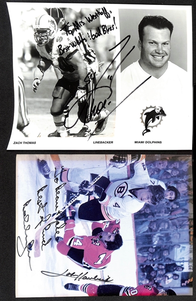Lot of (6) Autographed Photos and Magazine Covers w. Dan Marino, Don Shula, Dick Butkus and Others (JSA Auction Letter)