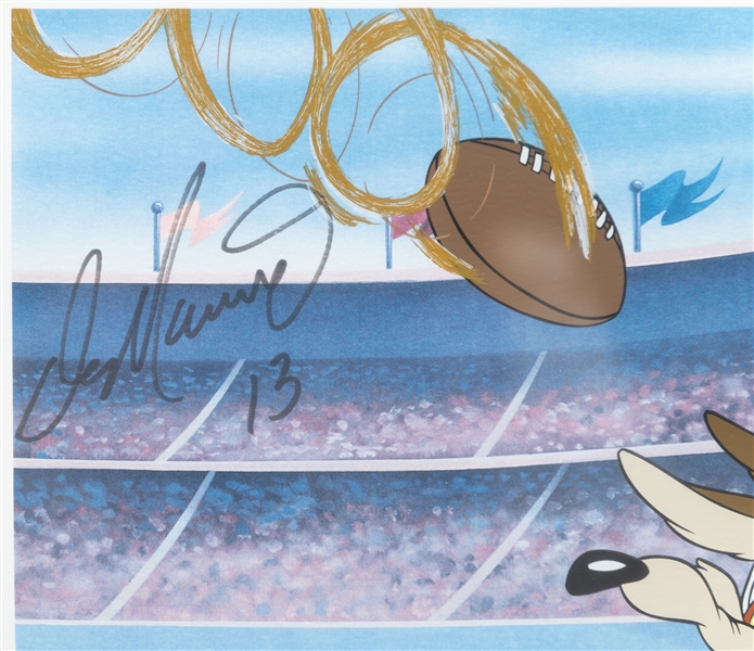 Lot of (2) Framed Autographed Photo/Magazine w. Dan Marino and Mark Clayton Limited Edition Looney Tunes Lithoserigraph Hand #d /250 (JSA Auction Letter)