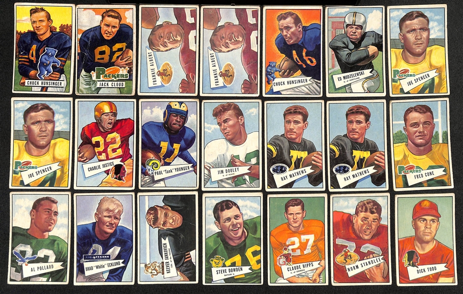 Lot of (65+) Mostly 1952 Bowman Large and Small Football w. (2) Van Buren, Graham, Walker and Others.