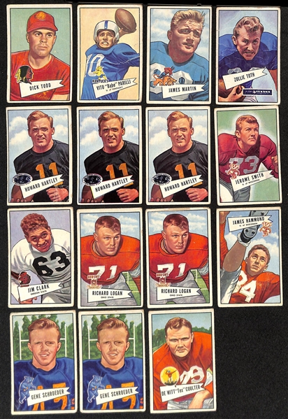 Lot of (65+) Mostly 1952 Bowman Large and Small Football w. (2) Van Buren, Graham, Walker and Others.