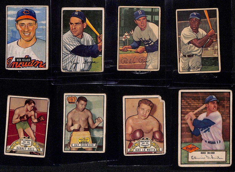 Lot of (13) Early 1950s Mostly Baseball Cards w. (5) 1952 Topps Including Spahn, Mize, Irvin, Feller and Snider