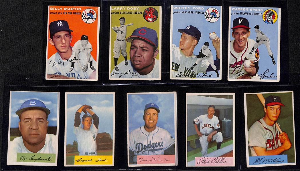 Lot of (12) 1954 Topps and 1954 Bowman Baseball Cards w. Rizzuto, Mathews, Snider, and Others