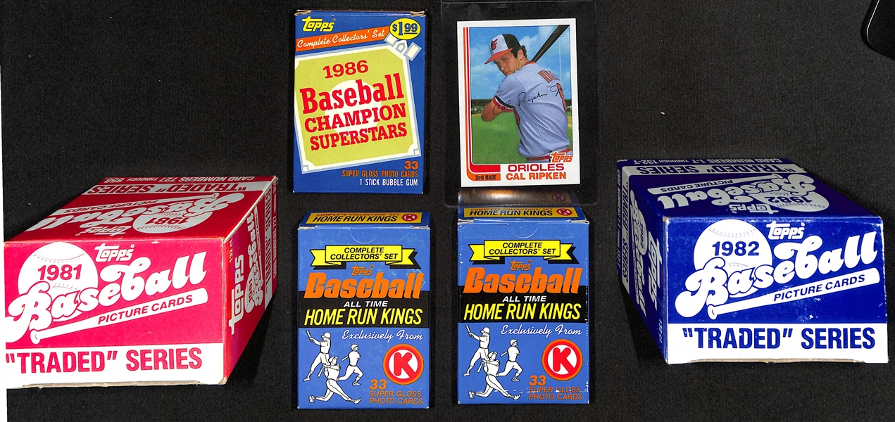 Lot of (5) Baseball Mini Sets Including 1981 and 1982 Topps Traded w. Cal Ripken Rookie Card