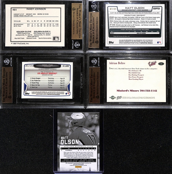 Lot of (5) Mostly Graded Baseball Cards w. 1987 Jacksonville Expos Randy Johnson RC Graded BGS 9.5