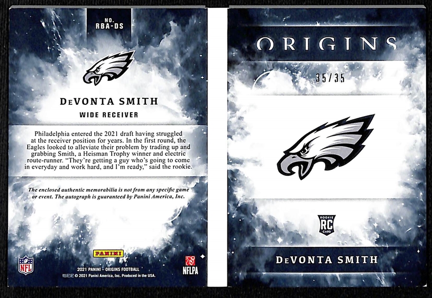 2021 Origins Football DeVonta Smith Rookie Patch Booklet #d 35/35