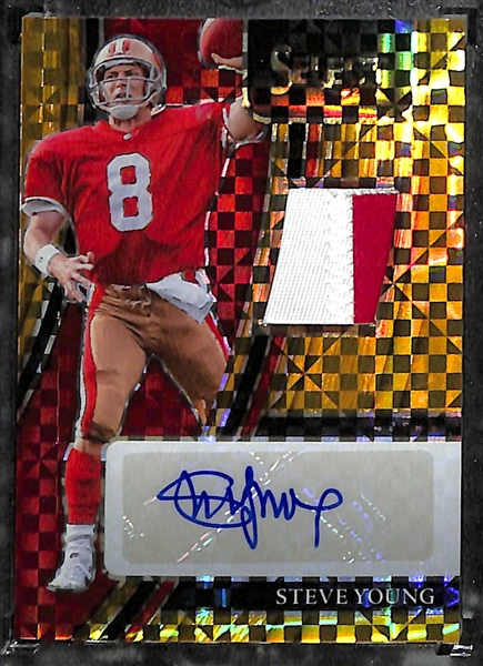 2021 Select Steve Young Gold Player Used Patch Auto Card #d 6/10