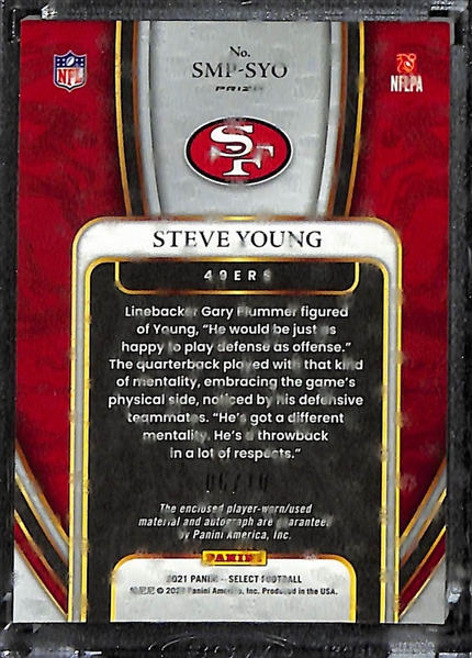 2021 Select Steve Young Gold Player Used Patch Auto Card #d 6/10