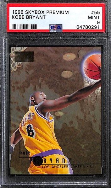 Lot of (5) NBA Stars Lot w. 1996 Skybox Premium Kobe Bryant Graded PSA 9, and More!