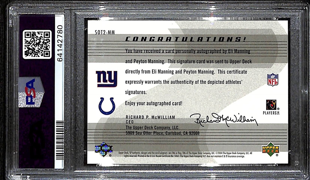 2004 SP Authentic Peyton & Eli Manning Sign of the Times Dual Autograph Card #1/50 PSA Authentic w. Auto Grade 10