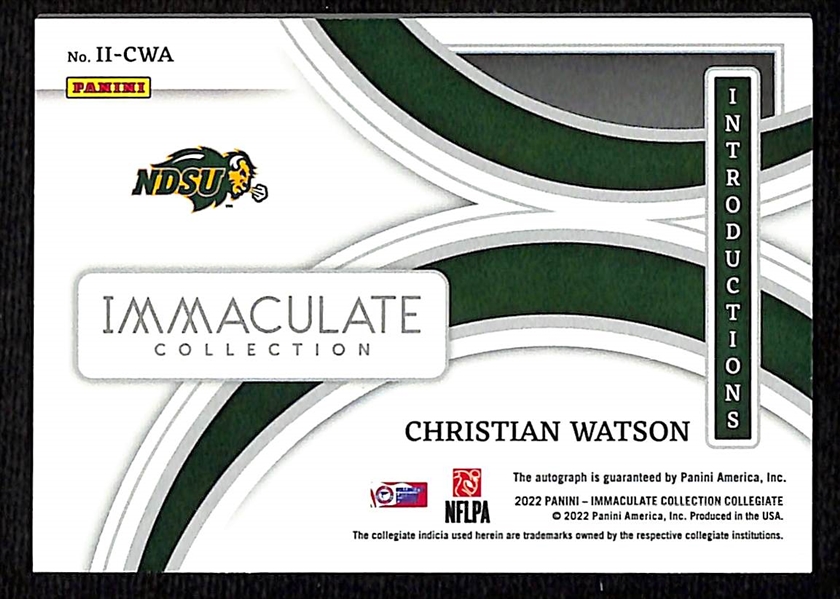 2022 Panini Immaculate Collegiate Introductions Christian Watson Autograph Card #9/10