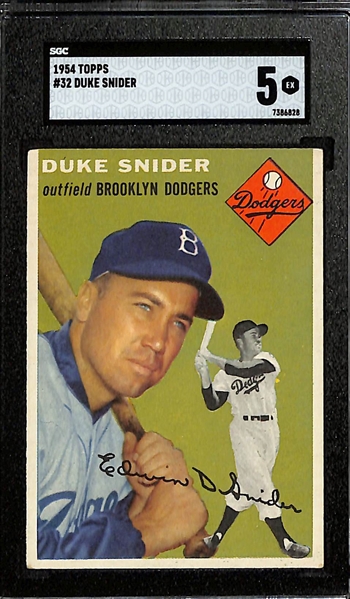 1954 Topps Duke Snider #32 & Billy Martin #13 - Both Graded SGC 5