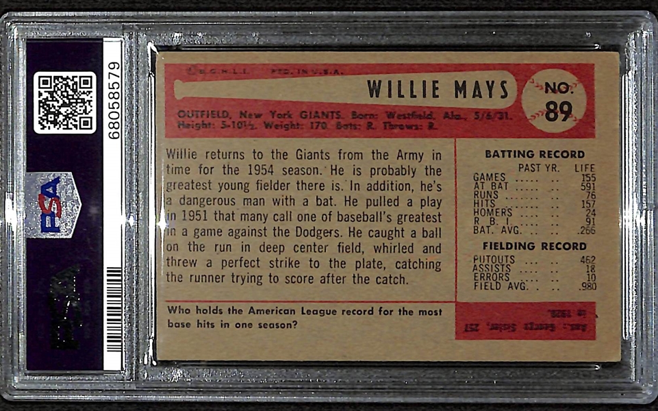 1954 Bowman Willie Mays #89 Graded PSA 3
