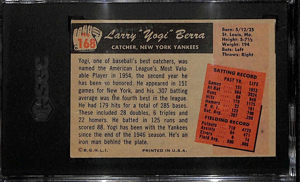 1955 Bowman Yogi Berra #168 Graded SGC 5