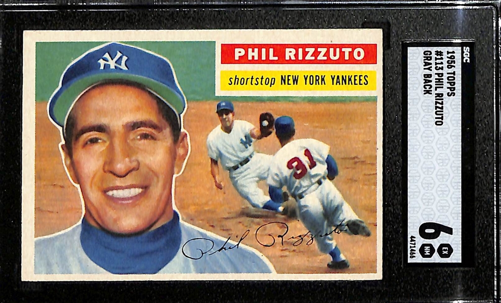1956 Phil Rizzuto #113 (Gray Back) Graded SGC 6