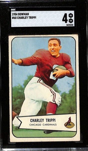 (3) Graded Vintage Cards - 1956 Topps E. Mathews SGC 4, 1955 Bowman B. Feller SGC Auth., 1954 Bowman FB C. Trippi