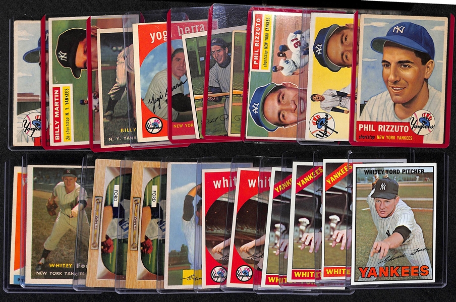 Lot of (20) Vintage 1950s & 60s Baseball Cards w. Rizzuto, Berra, Martin and Ford