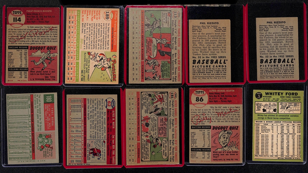 Lot of (20) Vintage 1950s & 60s Baseball Cards w. Rizzuto, Berra, Martin and Ford