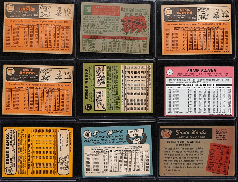 Lot of (19) Vintage Mostly 1950s & 60s Baseball Cards w. Ernie Banks and Al Kaline