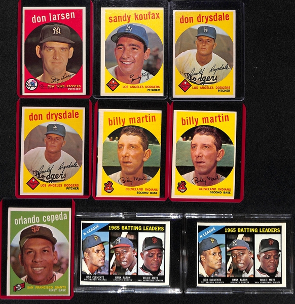 Lot of (26) Vintage 1950s & 60s Baseball Cards w. 1959 Topps Don Larsen w. Auto, Koufax, Drysdale and More - JSA Auction Letter