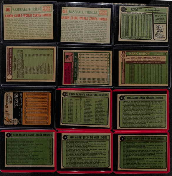 Lot of (12) Vintage Hank Aaron Baseball Cards w. (2) 1959 Topps # 467