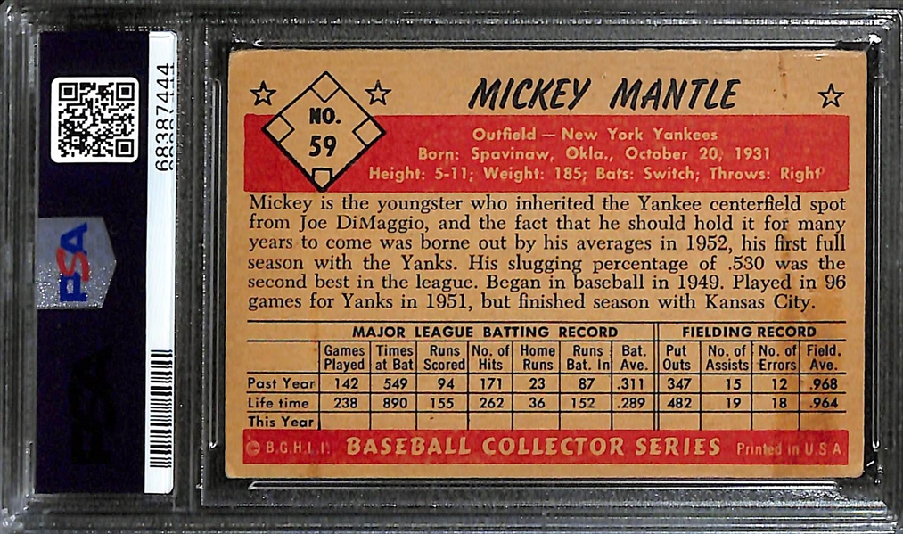 1953 Bowman Color Mickey Mantle #59 Graded PSA 2.5