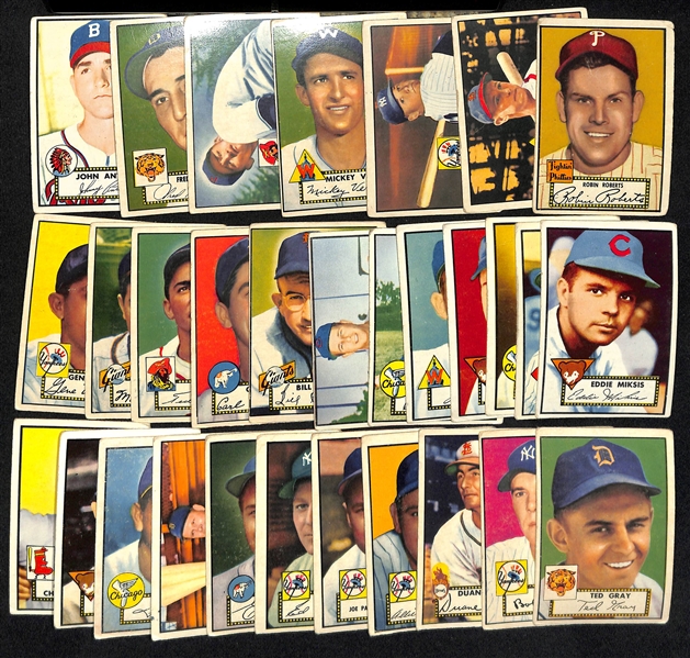 Lot of (30) 1952 Topps Baseball Cards w. Robin Roberts