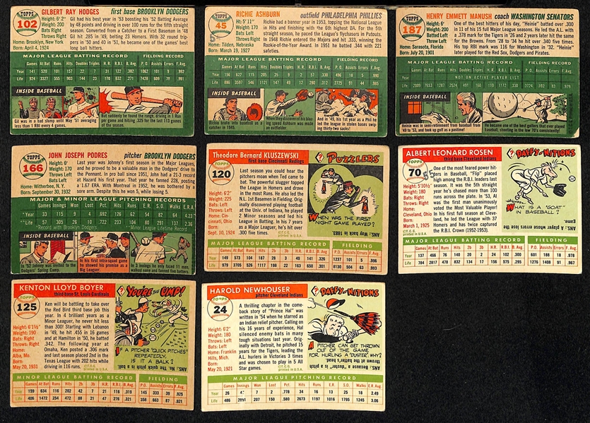 Lot of (17) 1954 & (28) 1955 Topps Baseball Cards w. 1954 Gil Hodges