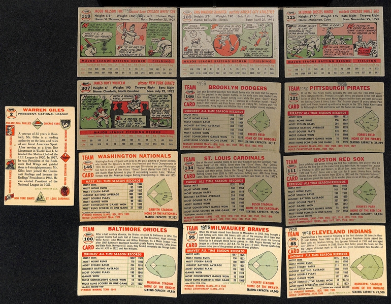 Lot of (55) 1956 Topps Baseball Cards w. Nellie Fox
