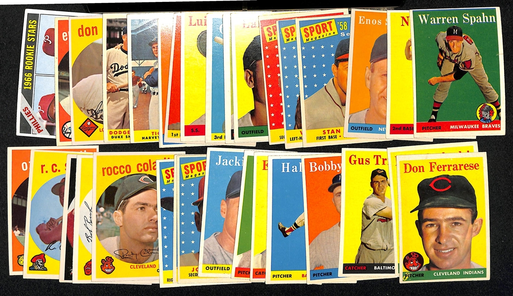 Lot of (27) 1958, (7) 1959 Topps Baseball Cards & 1966 Fergie Jenkins Rookie Card