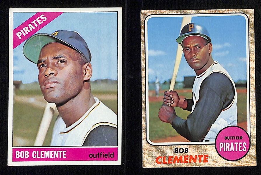 Lot of (9) Topps Roberto Clemente Baseball Cards w. 1966 Topps #300