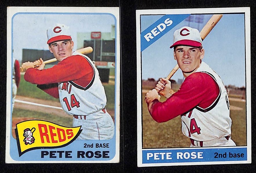Lot of (10) Topps Pete Rose Baseball Cards w. 1965 Topps #207
