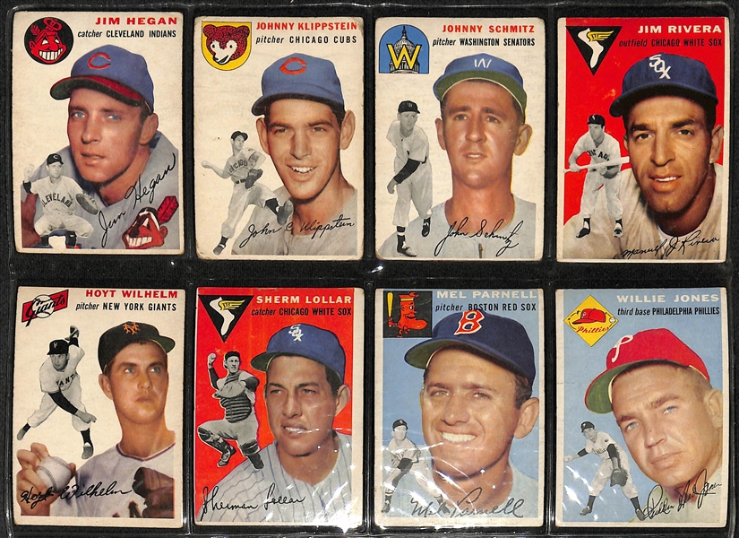 Lot of (165) Different 1954 Topps Baseball Cards w. Richie Ashburn - Approx 2/3 of the Set