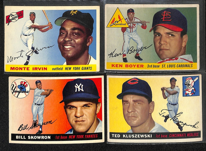 Lot of (135) Different 1955 Topps Baseball Cards w. Monte Irvin - Approx 2/3 of the Set