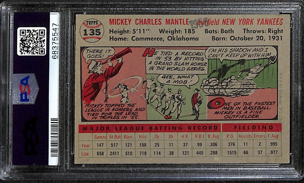 1956 Topps Mickey Mantle #135 Graded PSA 5(MK)